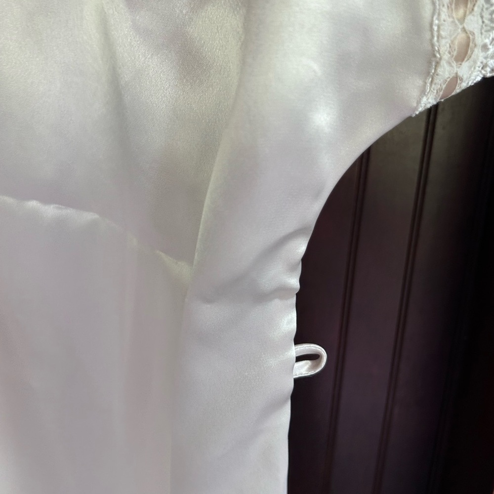 VINTAGE VAL MODE 90s Satin Lace Trim Kimono Layer Fairy Coquette Bridal Size S - Picture 10 of 16